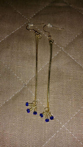 Brass and Royal Blue "Bone" Earrings
