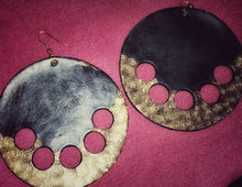 Load image into Gallery viewer, Leather Circle Earrings with Gold
