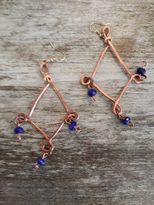 Copper and Iridescent Ceramic Beads Earrings