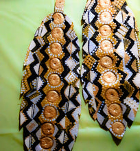 Load image into Gallery viewer, Custom Hand Painted Up-Cycled Leather Feather Earrings