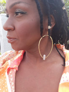 Self Love Rose Quartz Brass Earrings