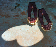 Load image into Gallery viewer, Upcycled Leather and Pearl Earrings