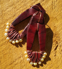 Load image into Gallery viewer, Upcycled Leather and Pearl Earrings