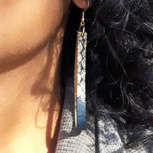Leather Hoop Earrings with Gold Accent