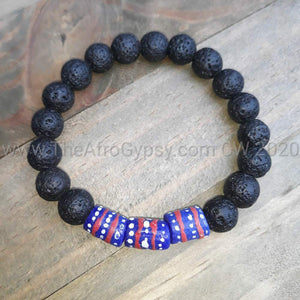 Unisex African Bead Bracelets paired with Lava or Wood Beads