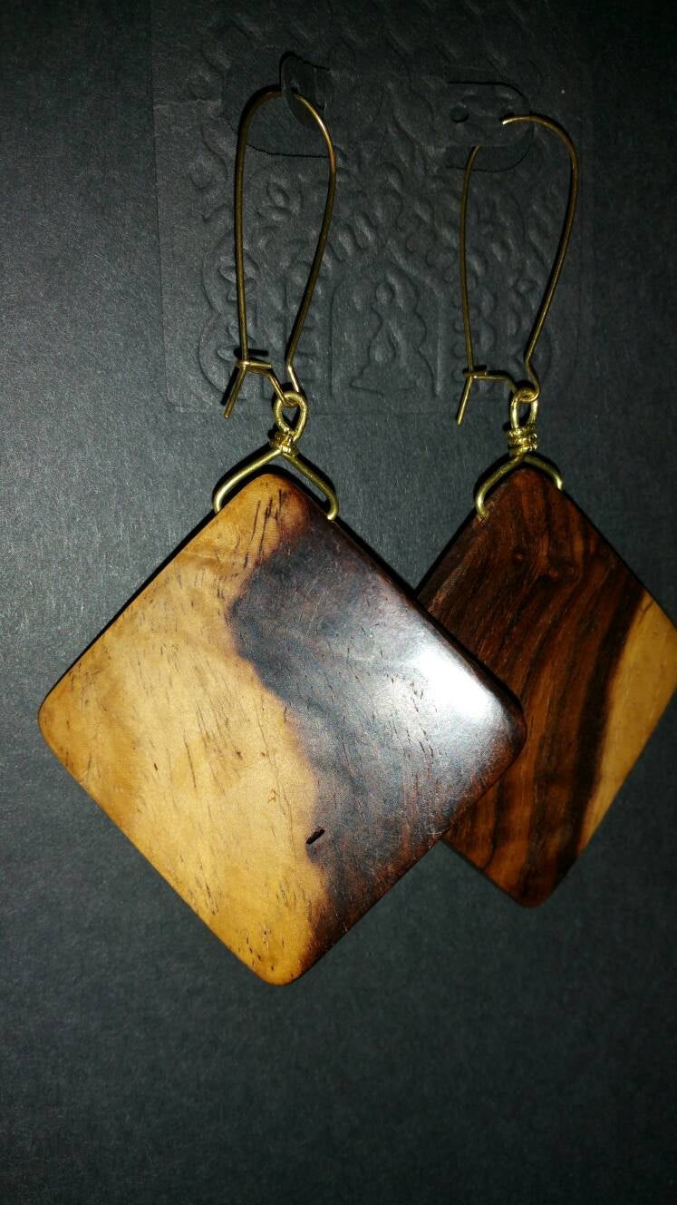 Upcycled Square Wood Earrings