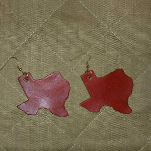 Handcrafted Texas-Shaped Leather Earrings