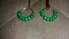 Load image into Gallery viewer, Copper Earrings with Wooden Green Beads
