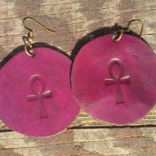 Load image into Gallery viewer, Leather Ankh Earrings
