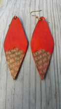 Load image into Gallery viewer, Decorated Orange Pointed Oval Earrings

