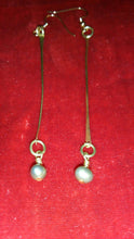 Load image into Gallery viewer, Boho Chic Brass and Pearl Dangle Earrings
