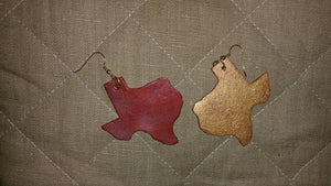 Handcrafted Texas-Shaped Leather Earrings