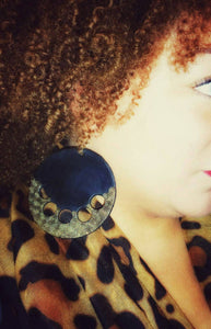 Leather Circle Earrings with Gold