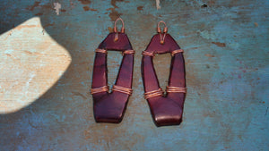 Upcycled Leather and Copper Earrings